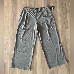 AVIA Pants Trouser Wide Leg Drawstring Waist Beige Stretch Women XXL NWT Classic